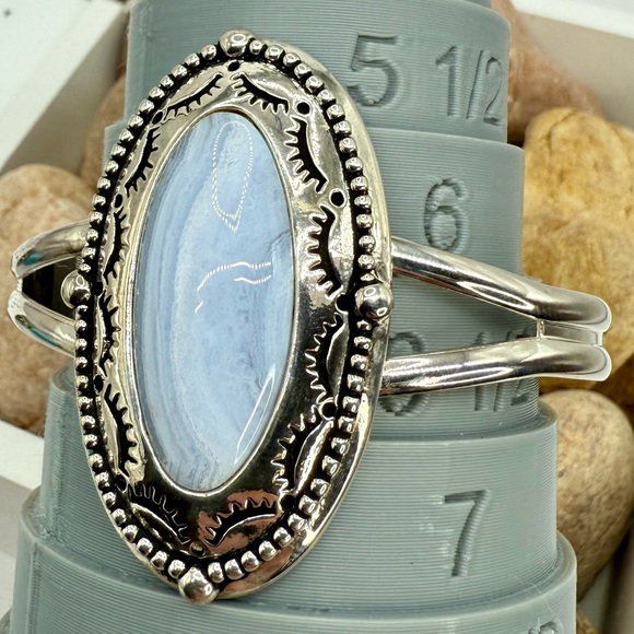 Carolyn Pollack American West Sterling Silver Blue Lace Agate Cuff 6.5” - Picture 12 of 14